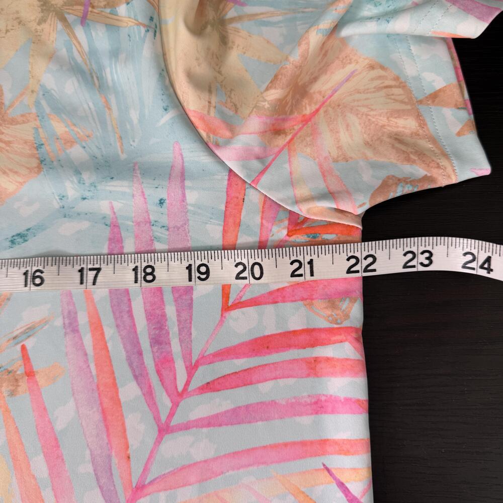 Sunday Swagger Polo Shirt Mens Medium Tropical Palm Aloha Graphic Print Golf NEW - Picture 7 of 9